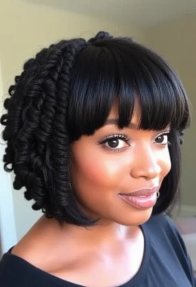 Bantu Knot-Out Bob with Baby Bangs