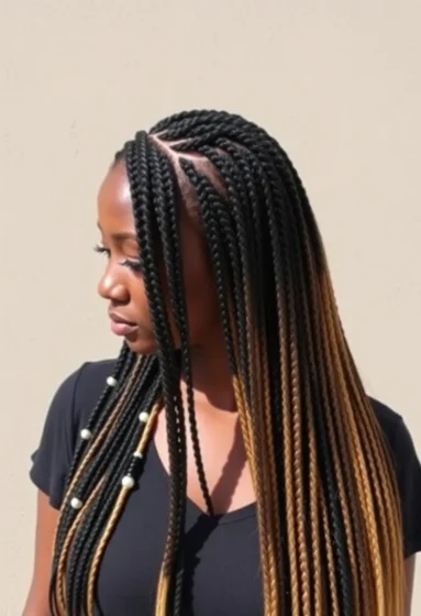 Beaded Braids in Front with Ombre Sew-In Back