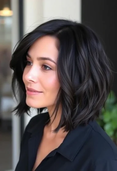 Blunt Shag Bob with Soft Waves