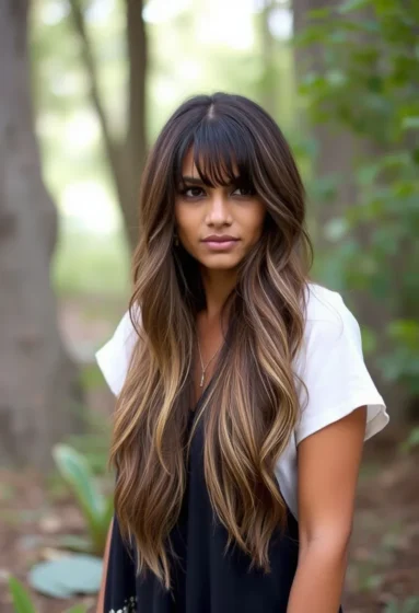 Boho Wolf Cut with Long Curtain Fringe