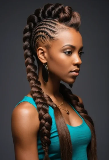Braided Mohawk Top with Long Weave Sides