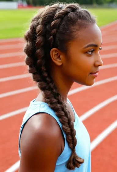 Curly Hair with a Loose Side Braid