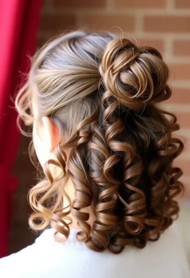 Curly Half-Up Bun