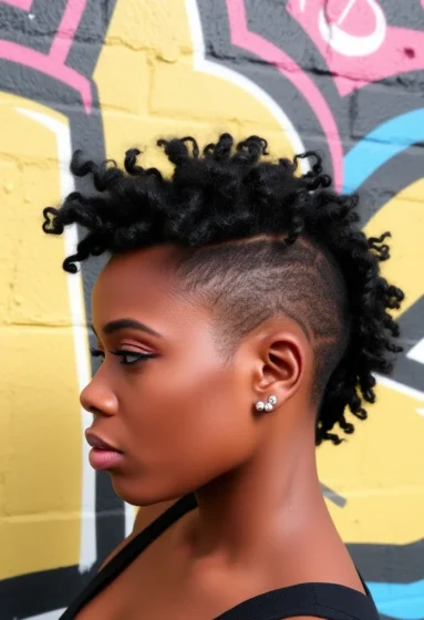 Curly Mohawk with Shaved Sides