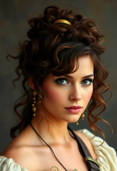 Curly Updo With Gold Thread