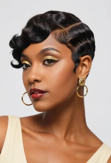 Deep Side-Part Finger Waves