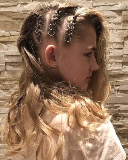 Edgy Ring Row Braids with Loose Curls