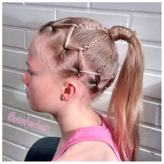 Elastic Ladder Ponytail with Micro Braid Accent
