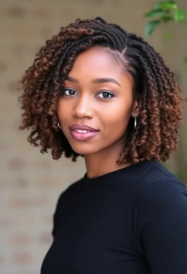 Faux Locs Bob with Curly Bangs