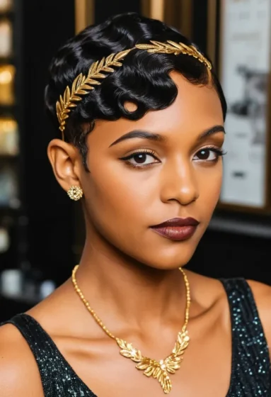 Finger Waves with Gold Hair Accessories