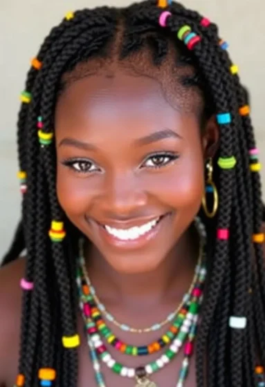 Fulani Braids with Colorful Beads