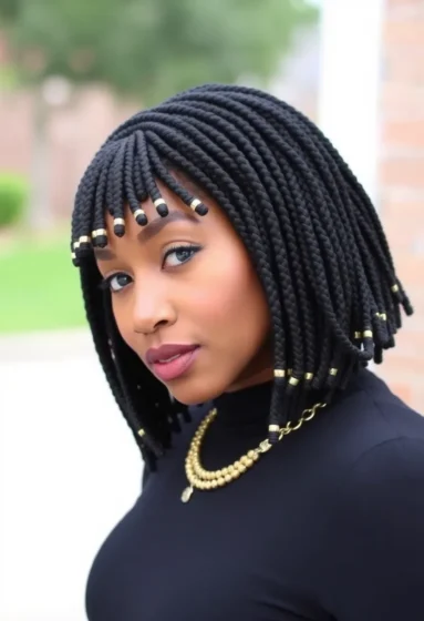 Goddess Braid Bob with Beaded Bangs