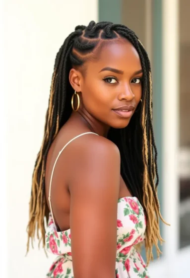 Goddess Locs with Highlights