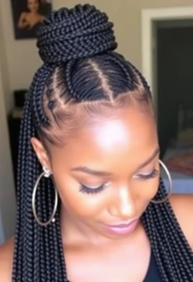 Half-Up, Half-Down Large Knotless Braids