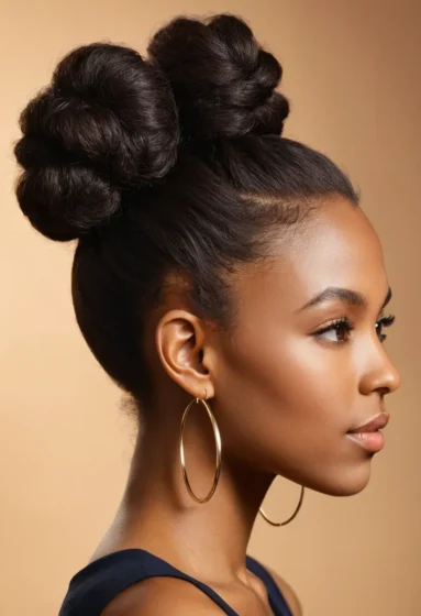 High Bun with Natural Texture