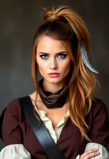High Ponytail With Leather Wrap