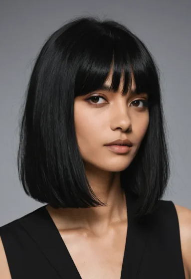 Jet Black Sharp Wolf Cut