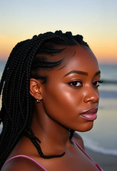 Jumbo Cornrows with Water Wave Sew-In