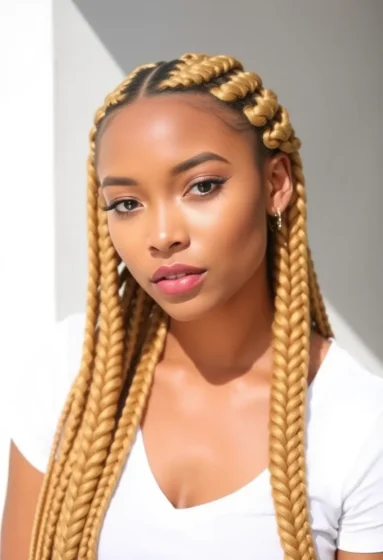 Large Blonde Knotless Braids