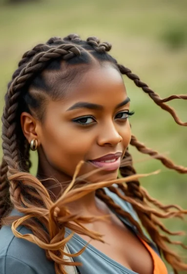 Large Knotless Braids with Loose Wavy Ends