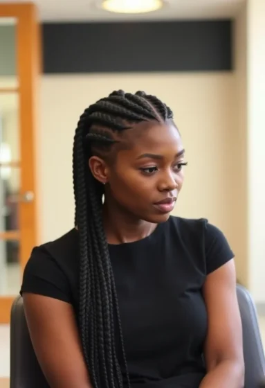 Large Knotless Braids with Triangle Parts