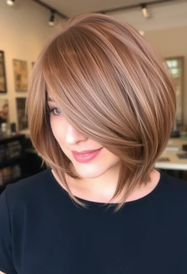 Layered Bob With Side-Swept Bangs