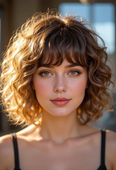 Layered Curly Shag With Curtain Bangs