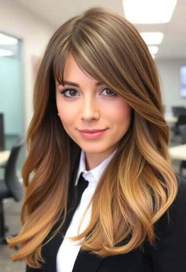 Long Layers with Blended Side Bangs