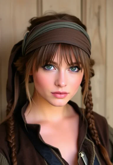 Low Messy Bun With Fringe and Braids