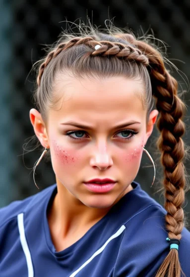 Mohawk Dutch Braid with Bubble Ponytail
