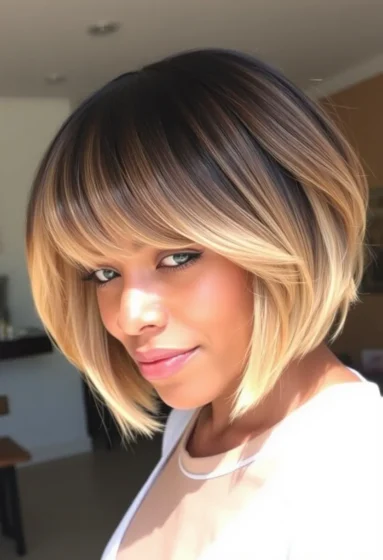 Ombre Bob with Layered Bangs