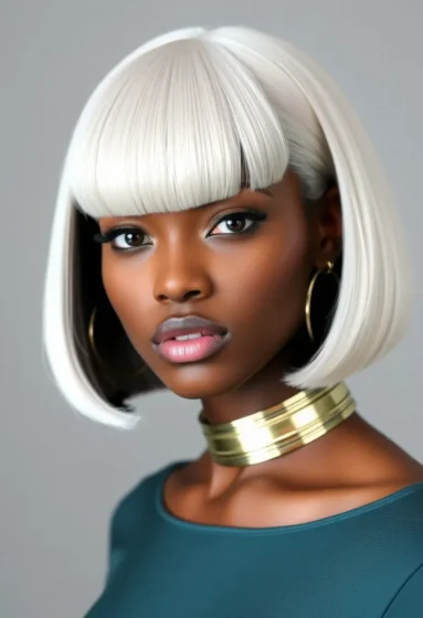 Platinum Straight Bob with Rounded Bangs