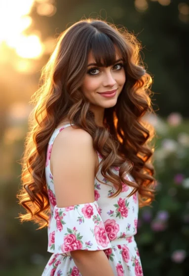 Romantic Curls with Side Bangs