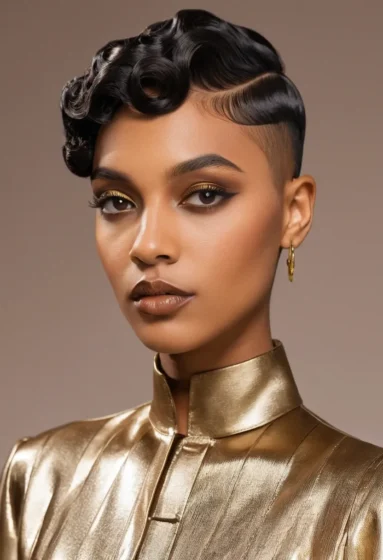 Sculpted Finger Waves with Fade