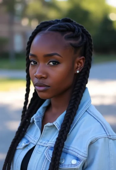 Shoulder-Length Large Knotless Braids