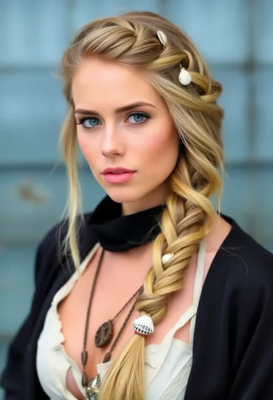 Side Braid With Shell Charms
