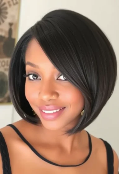 Side-Flipped Bob with Tapered Bangs