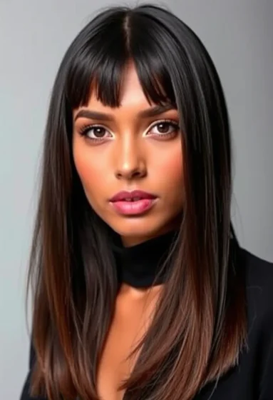 Sleek Layers with Blunt Bangs