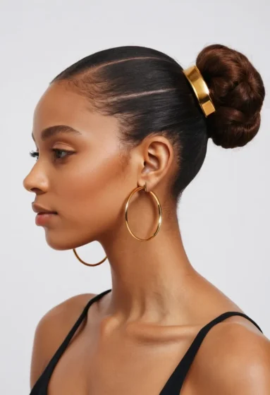 Sleek Low Bun with Edges Laid