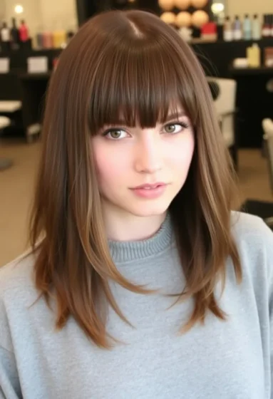 Sleek Wolf Cut with Swooping Bangs