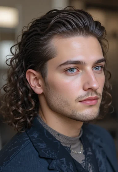 Slicked-Back Curly Hair