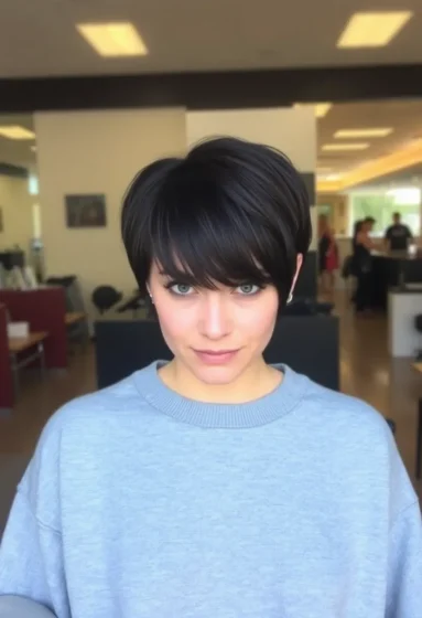 Slicked-Back Wolf Cut with Bangs