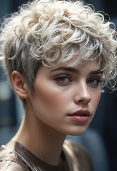 Tight Coily Pixie With Sharp Bangs
