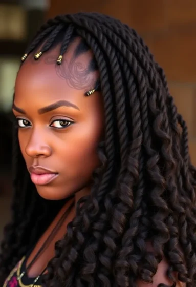 Tribal Braids Paired with Long Deep Curls