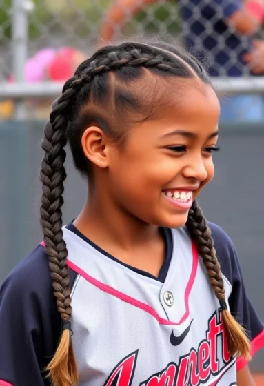 Twin French Braids into Twisted Buns