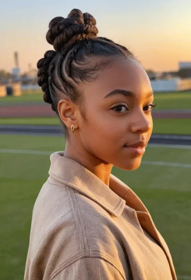Twisted High Bun with Braids