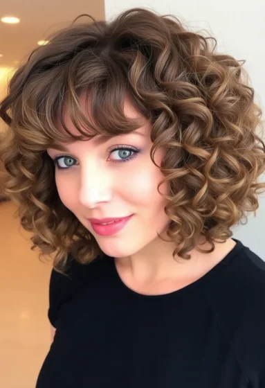 Voluminous Curly Bob With Bangs