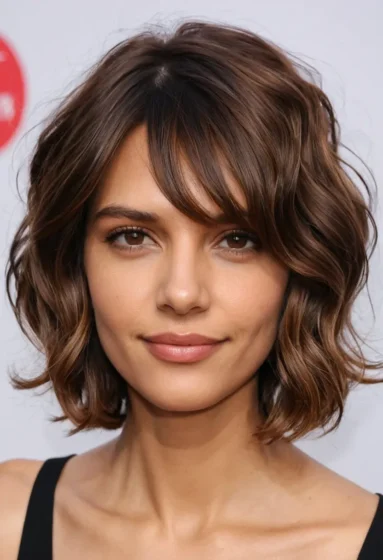Wavy Shag Bob with Side Part