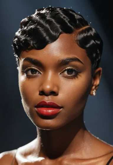 Wet Look Finger Waves Pixie