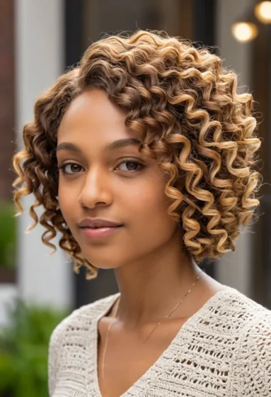 Asymmetrical Curly Crochet Bob